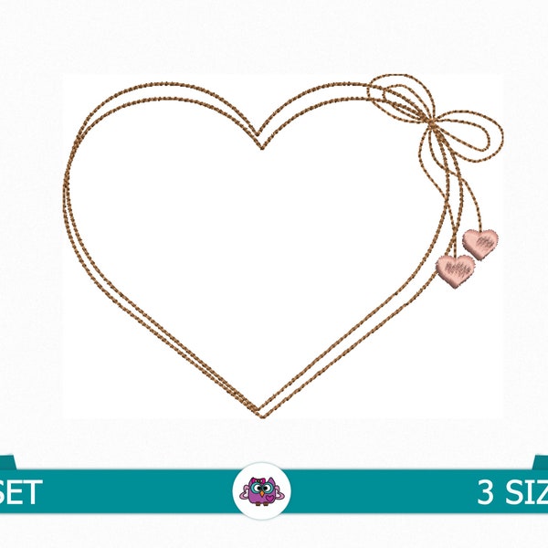 marco de monograma de corazón - archivo de bordado digital de corazón - día de San Valentín - día de la madre - boda - marco de corazón