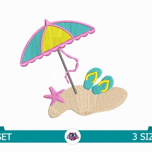 Sunshade - digital embroidery file - beach embroidery - Summer embroidery - beach house decoration - Umbrella embroidery - beach umbrella