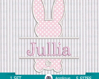 Bunny Split Applique Embroidery Design – Cute Easter Machine Embroidery Pattern, Rabbit Applique for Towels