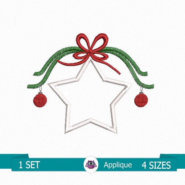 Weihnachtsstern-Ornament - Applikation - Digitale Stickdatei - Weihnachtsdesign-Stickerei - Weihnachtsstern - Weihnachtsdekor-Stickerei