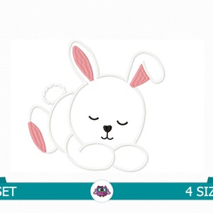 Bunny Sleeping Applique Embroidery - Digital Embroidery Design - Easter Design - Baby Design - Baby Applique