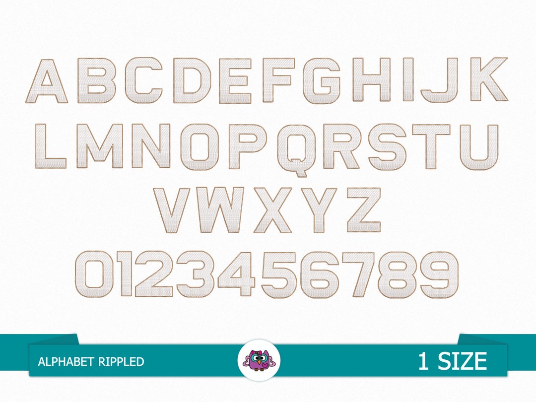 Alphabet Rippled Digital Embroidery File Embroidery Letters and Numbers Monogram Embroidery