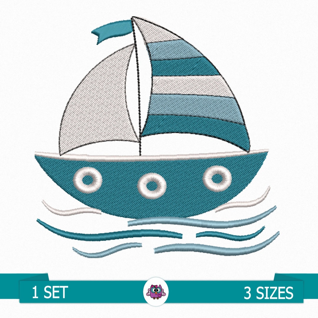 Ship Shape Shorts, Embroidered Sailboat