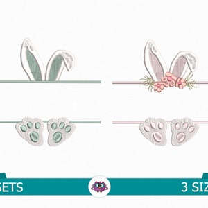 Bunny split frame - Digital Embroidery Design for Embroidery Machine (instant download: 3 sizes 2 sets))