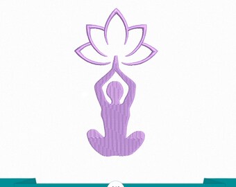 Yoga embroidery - Embroidery file design - Lotus meditation embroidery - Lotus flower embroidery - Yoga flower lotus embroidery