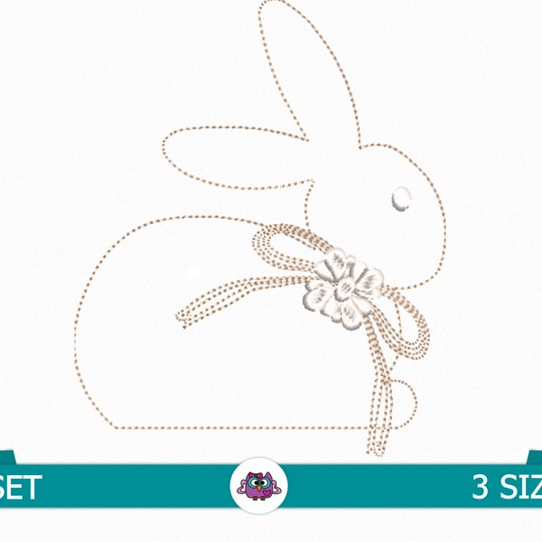 Lapin de Pâques délicat - Fichier numérique pour machine à broder - Broderie de lapin - Broderie de Pâques - Décoration de broderie de Pâques