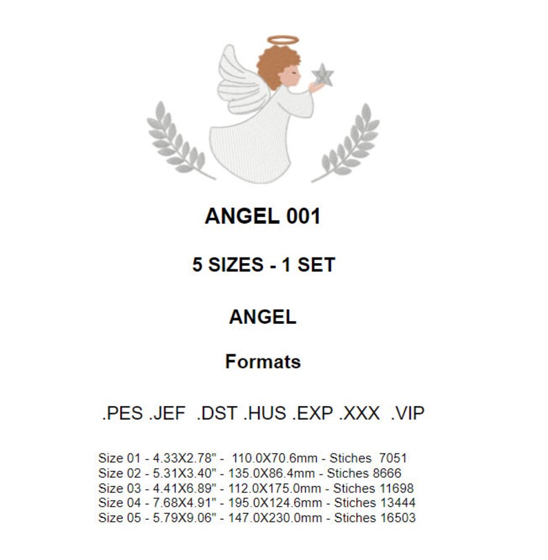 ANGEL 001- Digital Embroidery Design for Embroidery Machine (instant ...