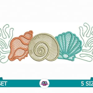 Muscheln und Seetang Stickerei - digitale Stickdatei - Seetang Stickerei - Meer Stickerei - Sommer Stickerei - Muschel Stickerei