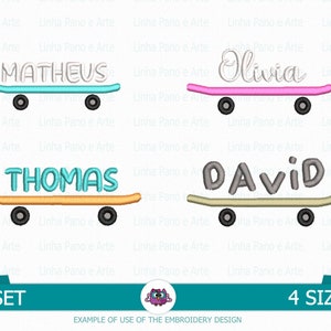 Skateboard Embroidery - Embroidery Design File Skateboard - Boy Skate Name - Baby Embroidery - skateboard embroidery Design children  Sports