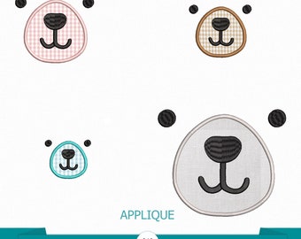 Bear face applique embroidery - digital embroidery file - Bear embroidery - Baby embroidery - Bear muzzle embroidery - Baby design