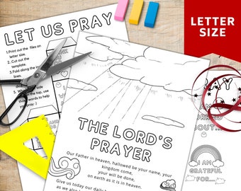 The Lord's prayer, Coloring page, My prayer cube, Christian game, Sunday school, Bible activity printable