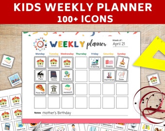 Kids Wochenplaner mit Icons (Digitaler Download)