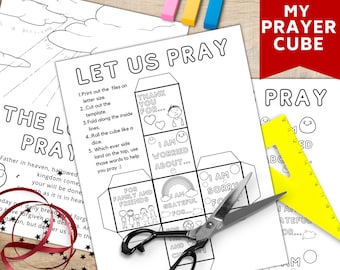 My prayer cube, Coloring page, Christian game, Sunday school, Bible activity printable