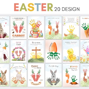 20 Design BUNDLE Ostern Handwerk Handabdruck Fußabdruck Kunst Vorlage für Baby Kinder Kleinkind PreK Tagesstätte, Andenken Handwerk, Ostern Dekor