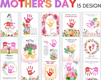 15 Design Mother's Day Handprint art, Baby Toddler Kids craft, Gift for mother, Happy Mother's day, preschooler  DIY activity