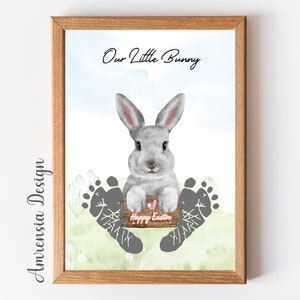 Unser kleiner Hase Ostern Fußabdruck Kunst Vorlage für Baby Kinder Kindergarten Kindergarten, Andenken Basteln, Osterdeko