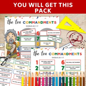 10 Commandments for kids Printable, EYFS Learning Resources, Sunday School Printable activity image 3