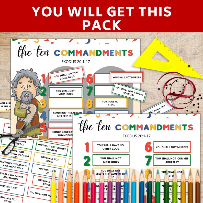 10 Commandments for kids Printable, EYFS Learning Resources, Sunday School Printable activity image 3