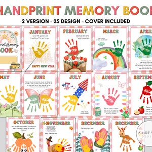 25 Design Handprint Memory Book Printable  for PreK, Preschool Kindergarten 1st Grade craft, Handprint Art, keepsake craft, Groovy theme