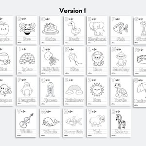 May include: Black and white alphabet flash cards featuring illustrations of various animals, objects, and foods. Each card has a letter, the word for the image, and the phrase "is for".