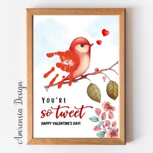 You&#39;re so TWEET Handdruck Kunst Valentine Geschenk, Druckbare Vorlage für PreK, Kindergarten Kita, Valentinstag Andenken Basteln