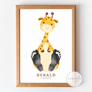 Personalised Baby Giraffe Footprint DIY Kit, Custom Baby Name Sign, Newborn Footprint Gift, Nursery Art decor, digital download