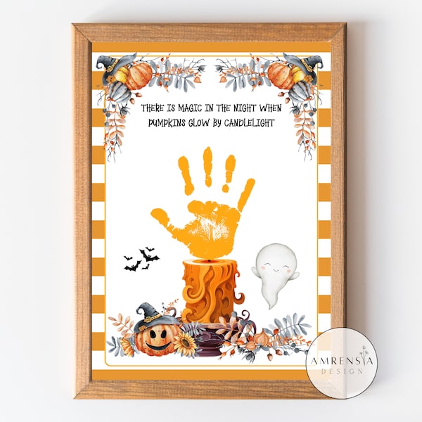 Halloween Handprint Art, Happy Halloween keepsake Craft Handprint Kit for Toddlers, Preschool Printable