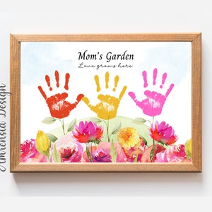 Impronta del giardino della mamma, regalo per la festa della mamma, artigianato per bambini piccoli, regalo per la madre, festa della mamma felice, attività fai-da-te per bambini in età prescolare