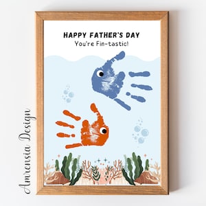 Alles Gute zum Vatertag Handabdruck Andenken für Papa, DIY personalisierte Andenken Karte Geschenk Papa, Kleinkind Bastelaktivitäten