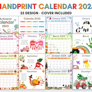 My Handprint Calendar 2026, Memory Book Printable for PreK, Preschool Kindergarten 1st Grade craft, Memory Book Handprint Art, keepsake