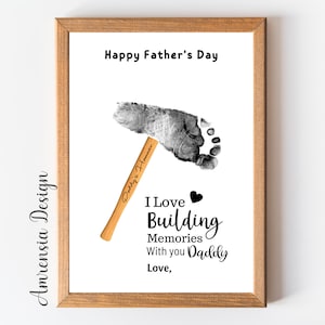 Hammer footprint art, Father's Day Gift, Birthday gift for dad, Footprint art keepsake, baby, toddler, kid craft