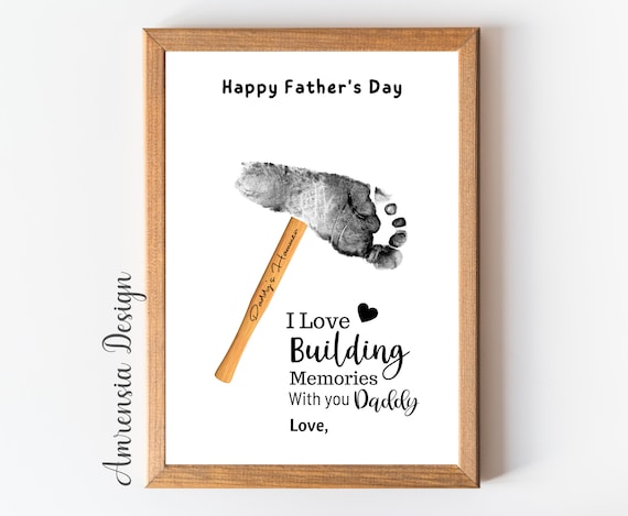 Hammer Footprint Art, Father's Day Gift, Birthday Gift for Dad