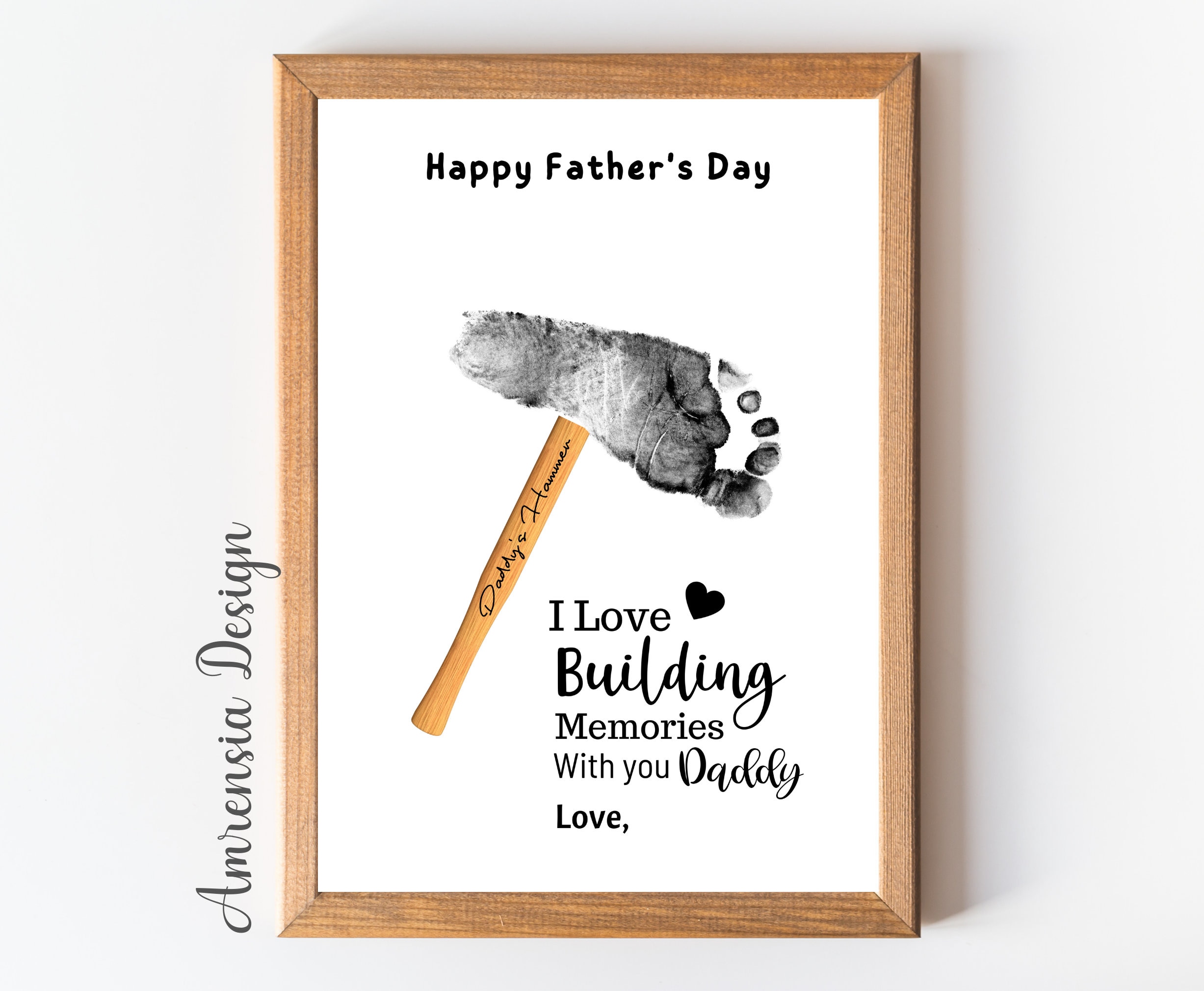 DIY Hammers Craft Plaque Baby Footprint Gift For Hammer Grandpa Footprint
