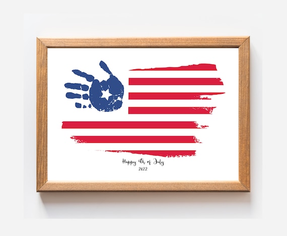 Happy 4th of July Handprint Art Easy Craft Printable for