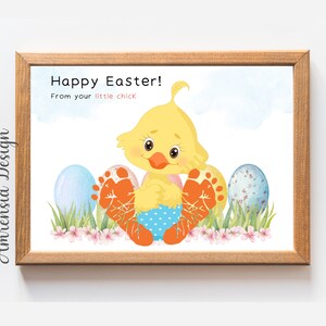 Frohe Ostern von Ihrem kleinen Küken, Ostern Bastel-Fußabdruck-Kunstvorlage für Baby-Kinder-Kindergarten, Andenken-Basteln, Osterdekoration