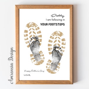 Papa ich folge in Ihren Fußstapfen Vatertag Fußabdruck Andenken, DIY personalisierte Andenken Karte Geschenk Papa, Kleinkind Bastelaktivitäten