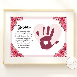 Art d'empreinte de main pour grand-mère, poème pour la fête des mères, création florale, créations pour bébé et enfant en bas âge, cadeau bricolage pour création de cartes