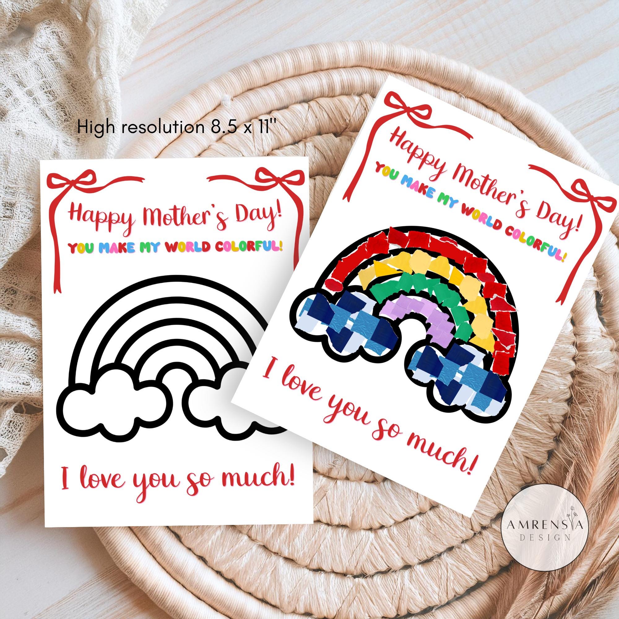 Mother's Day Rainbow Craft Printable, Tissue Paper Activity for…