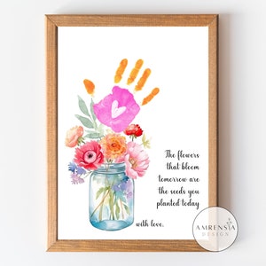 Cadeau pour enseignant, impression d'art fleur à la main pour l'école maternelle, jour de remerciement, merci enseignant, travaux manuels pour la maternelle préscolaire, téléchargement immédiat