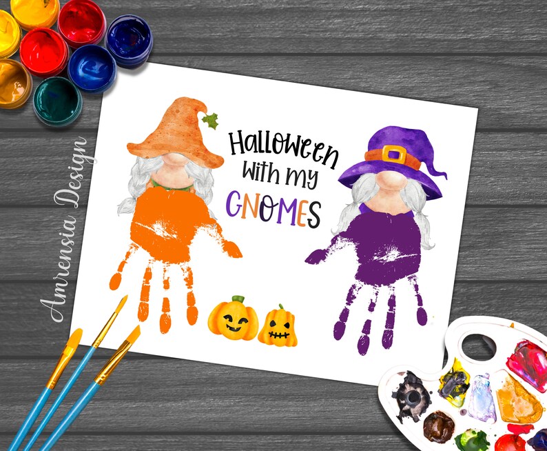 Halloween GNOMES Handprint Art, Happy Halloween Keepsake Craft ...