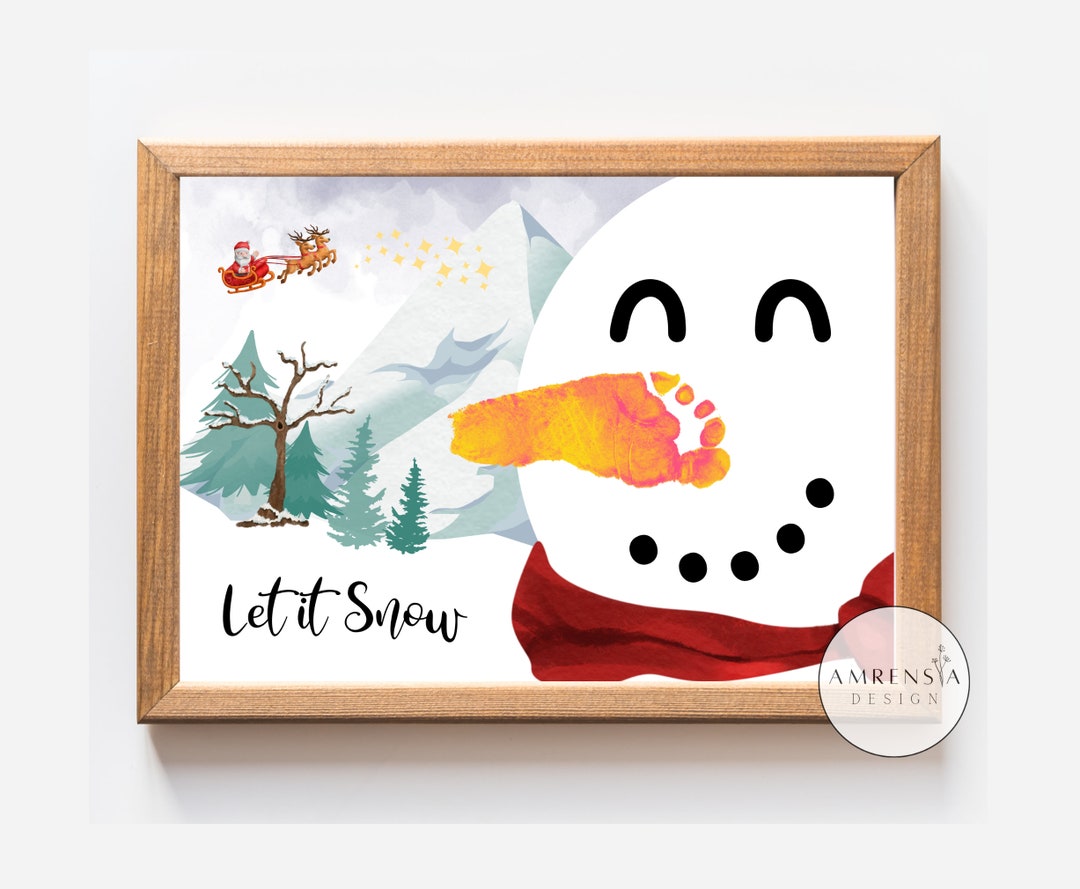Snowman Footprint Art Snowman Craft Home Decoration Winter - Etsy