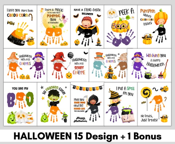 15 Design BUNDLE Watwrcolor Handprint Arthappy Halloween