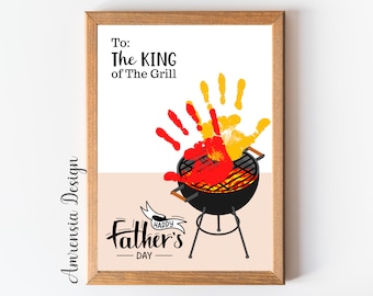 Father's Day Handprint craft, To the King of Grill, Father's Day Craft, Easy DIY from Kids, Crafts for Toddlers Preschool Gift for Dad