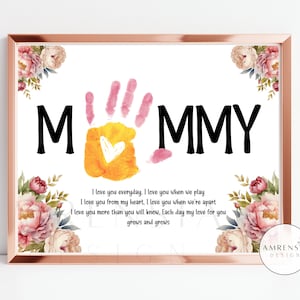 Ottimo regalo per la festa della mamma Mamma mamma Poesia di compleanno Fiore Handprint Mano arte regalo artigianale Fai da te Bambini Bambino bambino Biglietto ricordo floreale