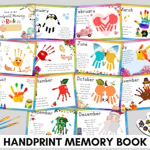 Handprint Memory Book Printable  for PreK,  Preschool Kindergarten 1st Grade craft, Memory Book Handprint Art, keepsake craft