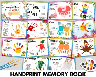 Handprint Memory Book Printable  for PreK,  Preschool Kindergarten 1st Grade craft, Memory Book Handprint Art, keepsake craft