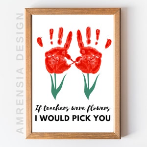 Teacher hand print flower, teacher gift from student, thank you gift for teacher appreciation, Preschool Kindergarten