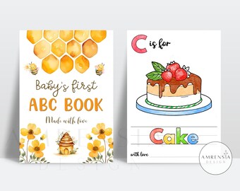 52 PAGES Sweet as can bee theme ABC Baby shower coloring pages, Honey Baby's First ABC, Spring theme Alphabet book, Game activity printable