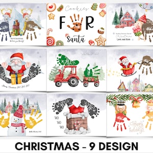 9 Design BUNDLE artisanat de Noël empreinte de main modèle d'art imprimable pour l'école maternelle, la garderie de la maternelle à l'école maternelle, l'artisanat souvenir