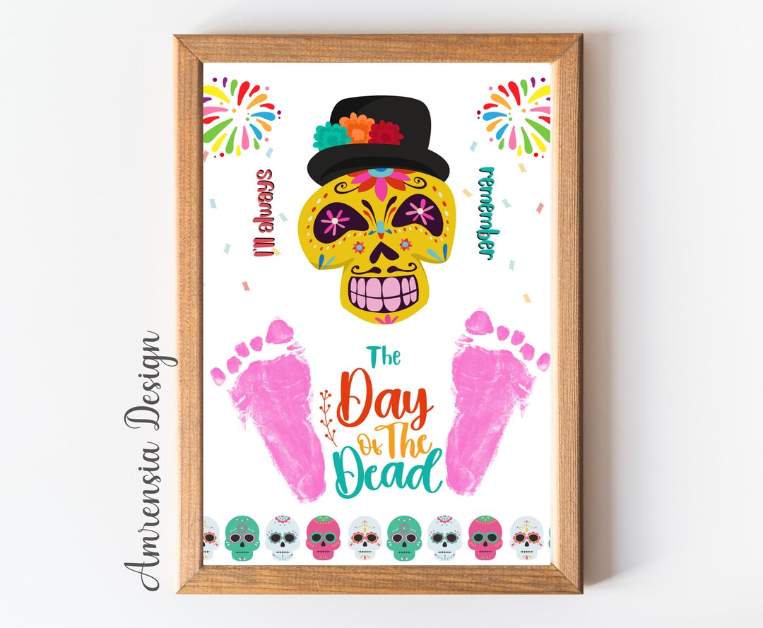 Dia De Los Muertos Day of the Dead Footprint Art, Skull Keepsake Craft ...